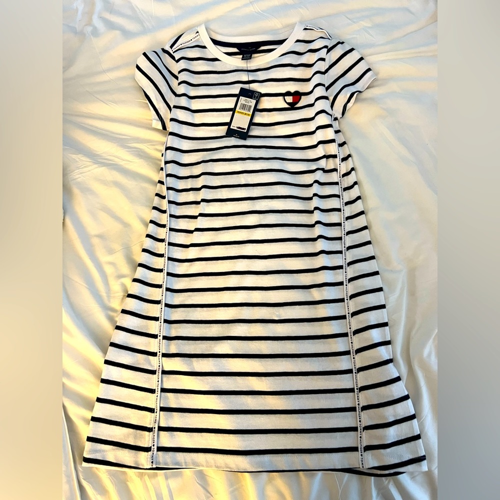 New Tommy Hilfiger Girls striped dress with tags size 8/10